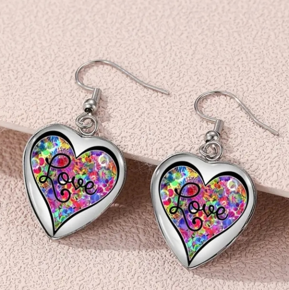 Colorful Heart Love Earrings